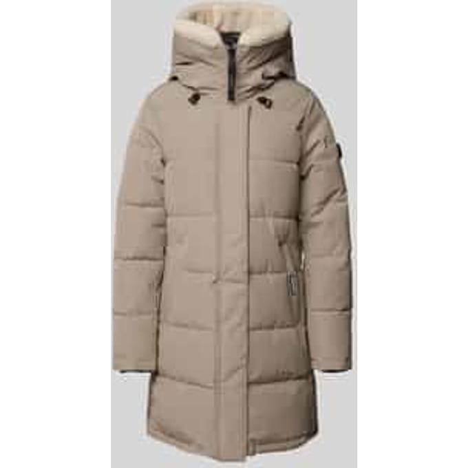 Gewatteerde lange jas met labeldetails, model 'Teddy'