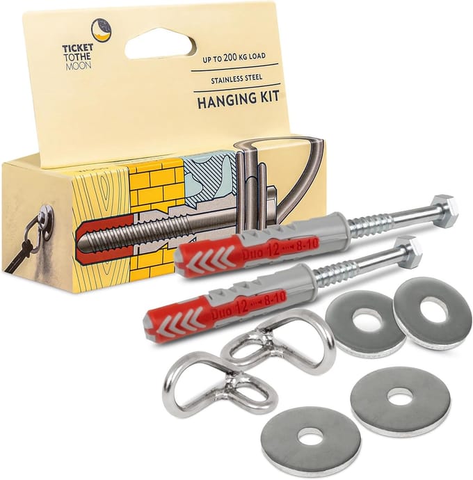 Hangmat Ophangsysteem - Muurbevestiging Set - Binnen en Buiten - Geteste Kwaliteit - 21x15x3 cm - Wit