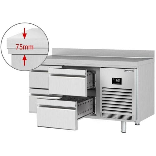 GGM Gastro Kühltisch Premium PLUS - 1468x700mm - 4 Schubladen - Aufkantung