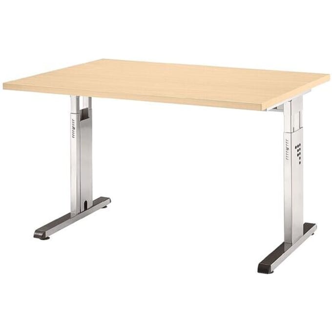 ULM bureau, C-poot, rechthoekig, B 1200 x D 800 x H 650-850 mm, afwerking ahorn