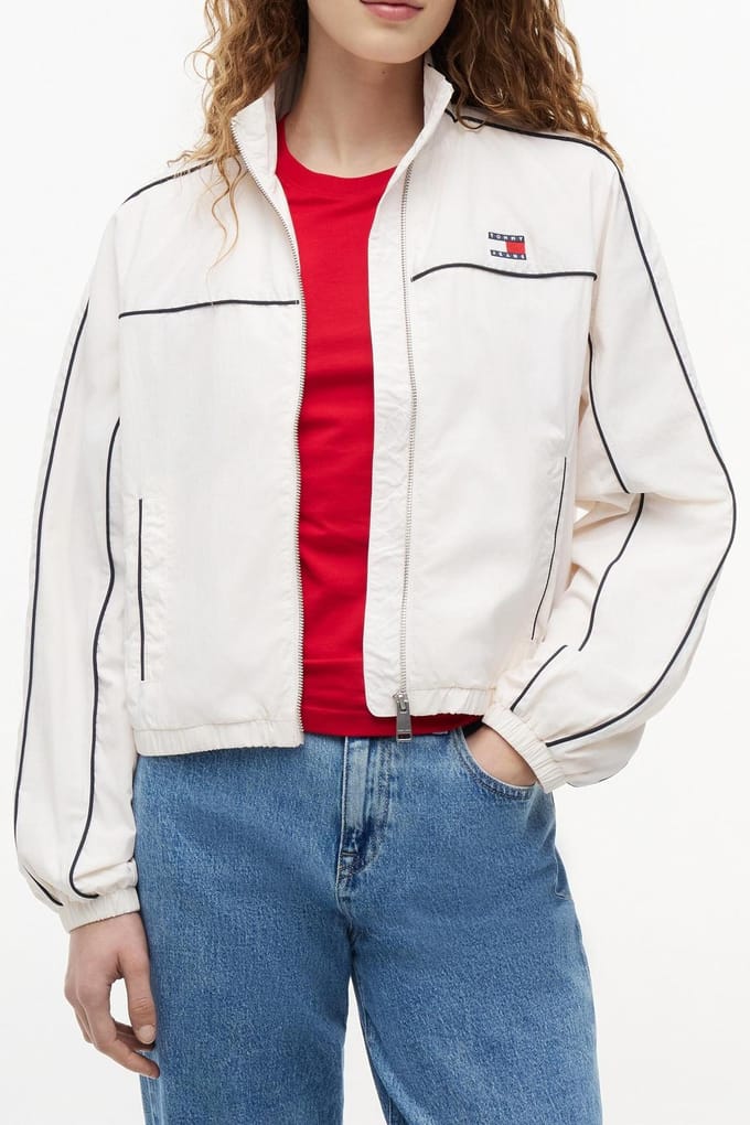 Tommy Hilfiger Nylon Piping Jacket Ancient White Größe: M | Leichte Jacken Outlet | Damen | Weiß