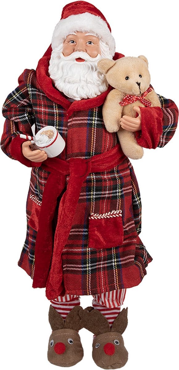 Clayre & Eef Kerstdecoratie Beeld Kerstman 50 cm Rood Kunststof