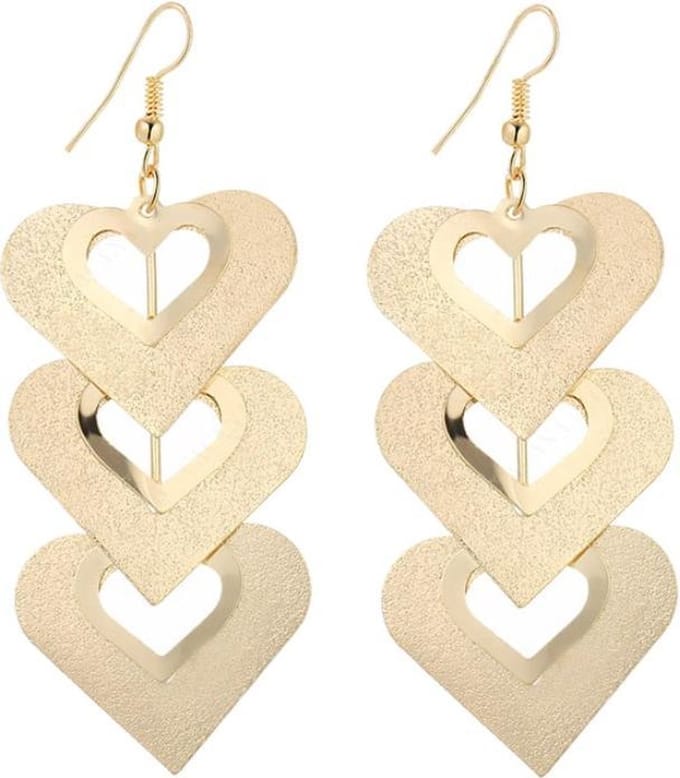 Fako Bijoux® - Oorbellen - Aluminium - Hartjes - Goudkleurig