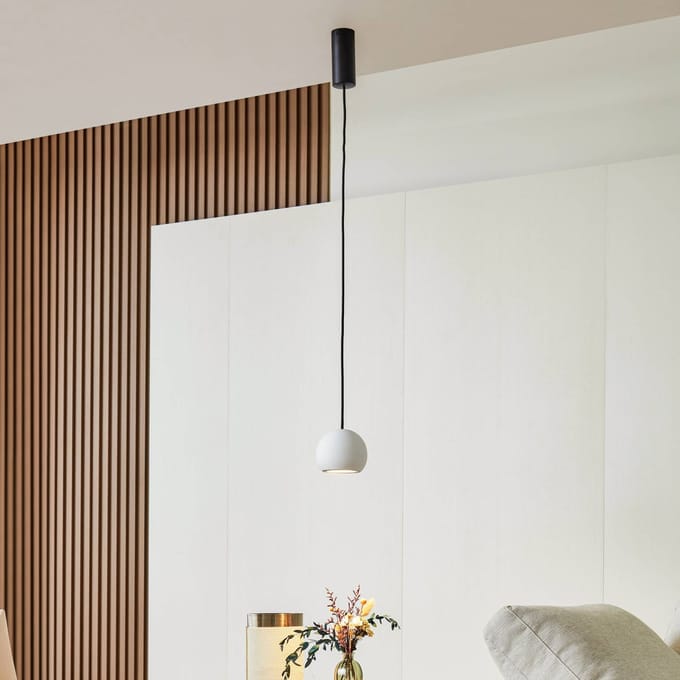 Lucande LED hanglamp Darkorin, wit, rond, gips, Ø 12 cm