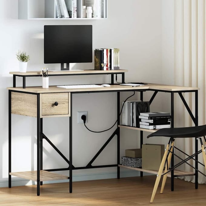 vidaXL - Bureau - Sonoma - Eik - 120 - x - 79 - x - 86,5 - cm - Bewerkt - hout