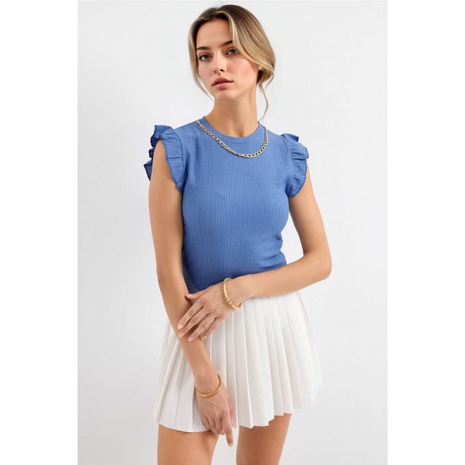 Geribbelde Mouwloze Coltrui Blouse