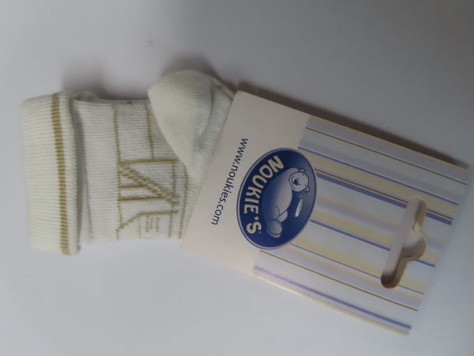 Noukie's - 2 Pack - sokken - Wit /beige - Strandcabine - 1/3 maand