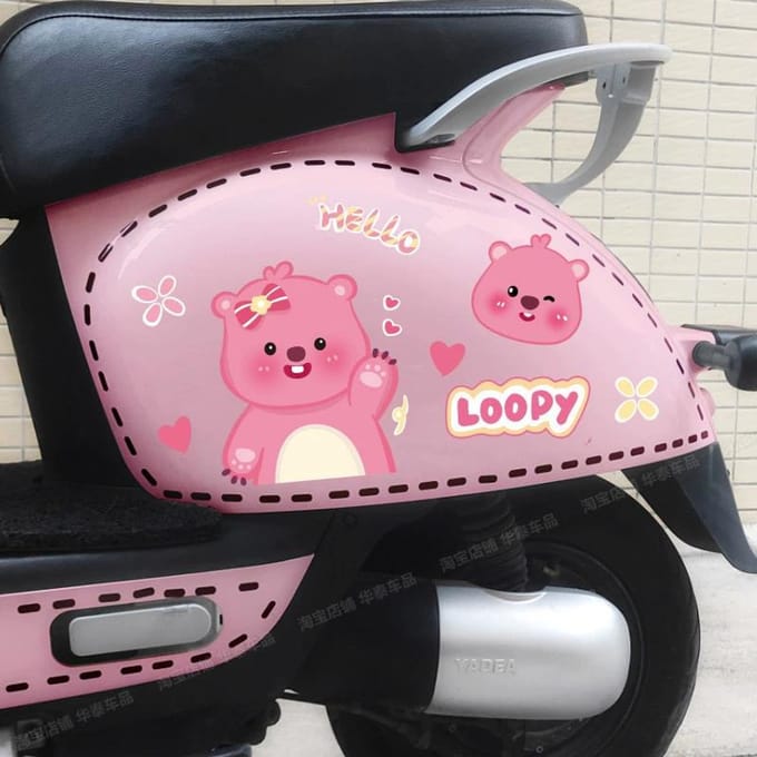 Decoratieve cartoonbeverstickers voor elektrische scooters en motoraccessoires white