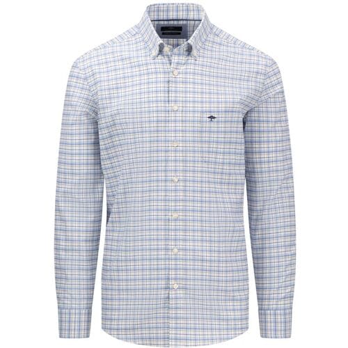 Fynch-Hatton Overhemd Combi Check Oxford Button Down Summer Breeze / male