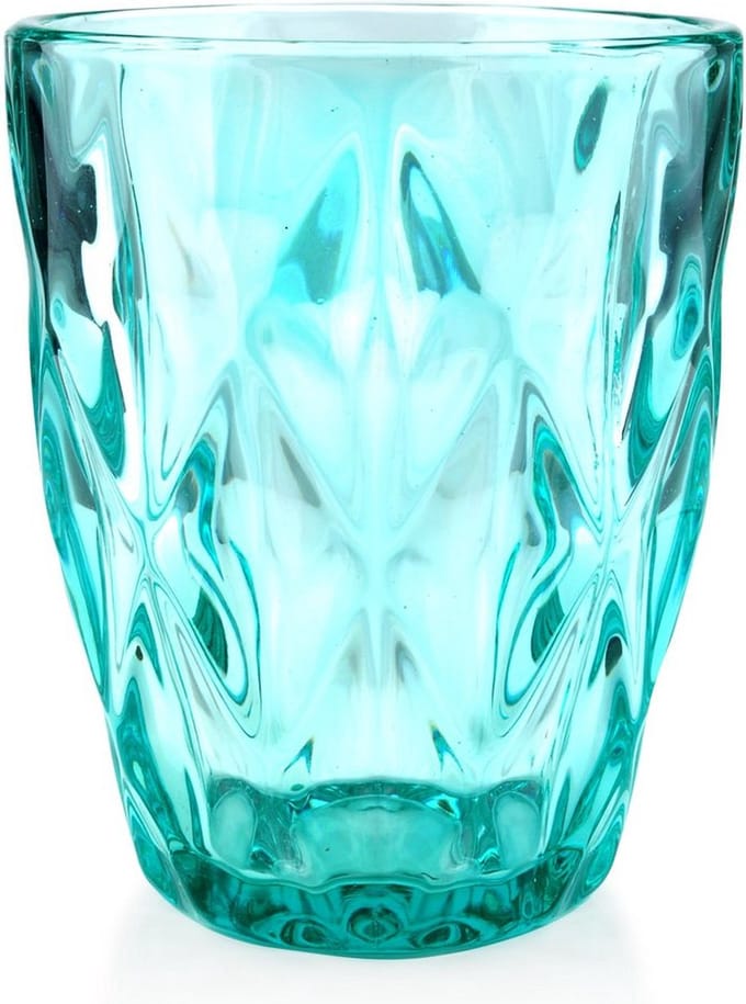 Affekdesign - Elise Set van 6 glazen met reliëf - 250 ml - Turquoise