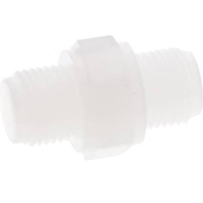 Dubbele Nippel G1/8'' PVDF 10bar FDA 14mm Hex