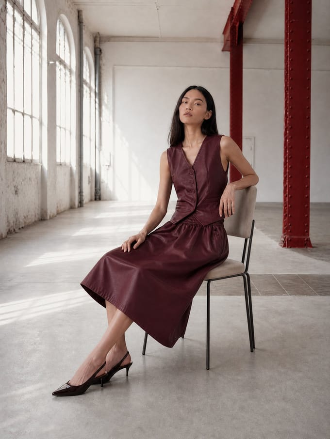 Arian eco leather vest | Bordo - Bordo / M