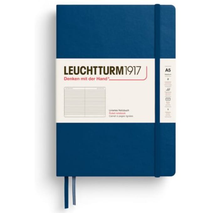 Leuchtturm1917 notitieboekje, hardcover, medium a5, gelinieerd, indigo