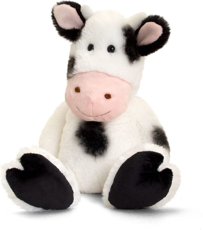 Keel Toys Knuffel Koe - zwart / wit - pluche - knuffeldier - 25 cm