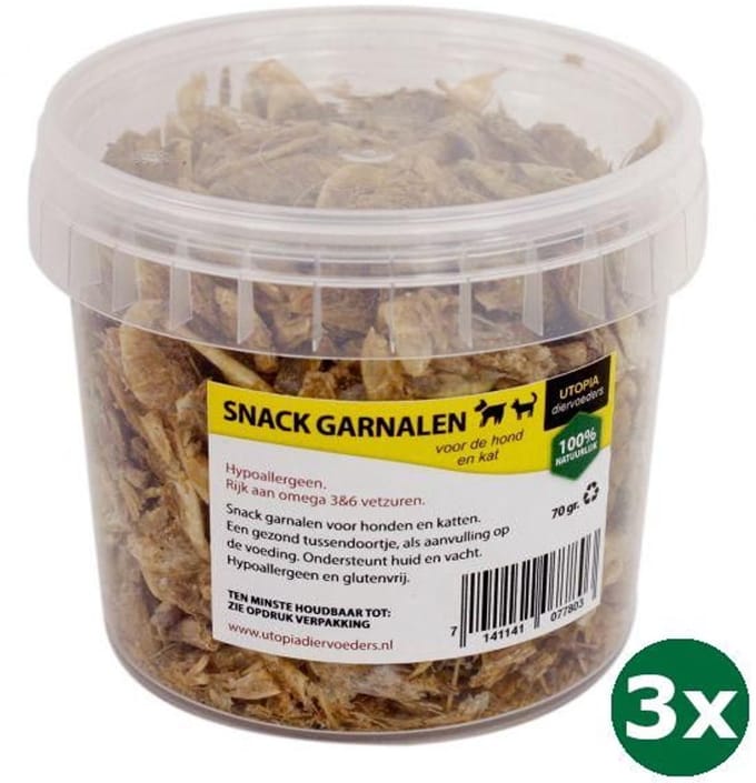Utopia gedroogde snackgarnalen 3x 70 gr
