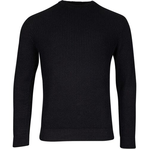 Baileys Trui Crew Neck Uni Color Allover Structure Knit Navy / male