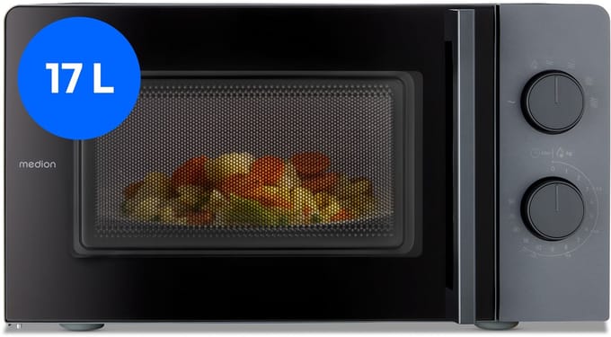 MEDION Compacte magnetron MD12211 (17 L, 700 W, 5 standen, ontdooien, timerfunctie, ruimtebesparend) [MODEL 2025]