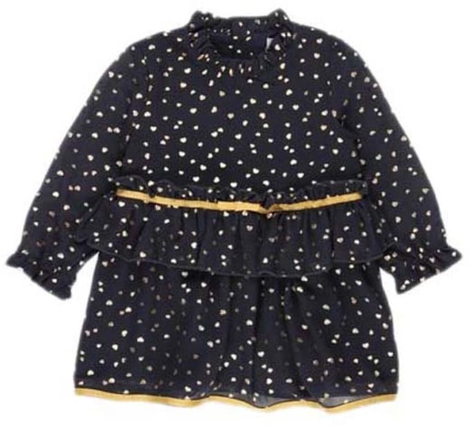 Boboli Chiffon Hearts Korte Jurk Zwart 9 Months Meisjes