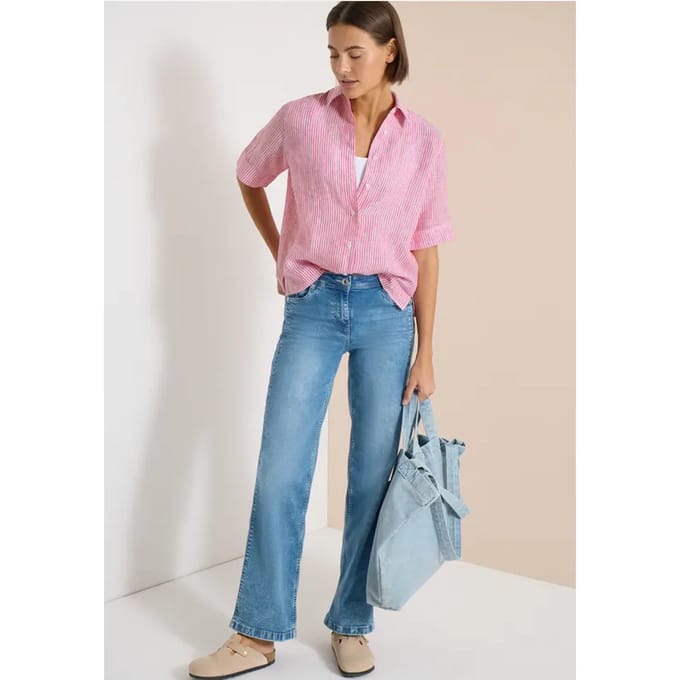Blouse met korte mouwen van puur linnen