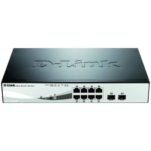 D-Link DGS-1210-08P/E DGS-1210-08P/E Netwerk switch 8 + 2 poorten 20 GBit/s PoE-functie
