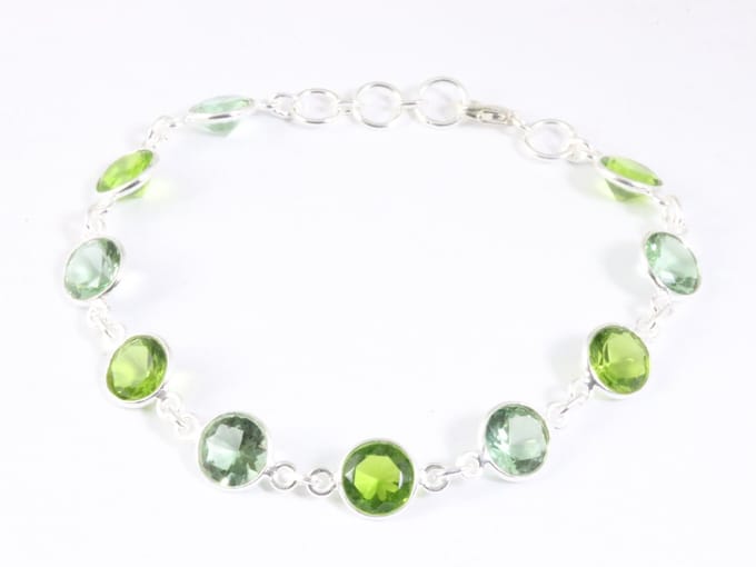 Zilveren armband met groene amethist en peridoot