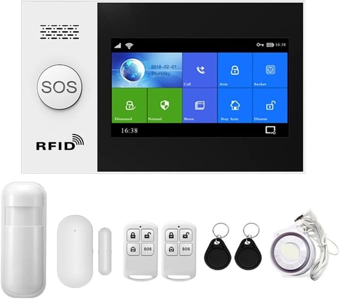 Slim Alarmsysteem - Thuisbeveiliging Kit - Antidiefstal Bewaking - Touchscreen Paneel - 160 mm Breed - WIFI 4G