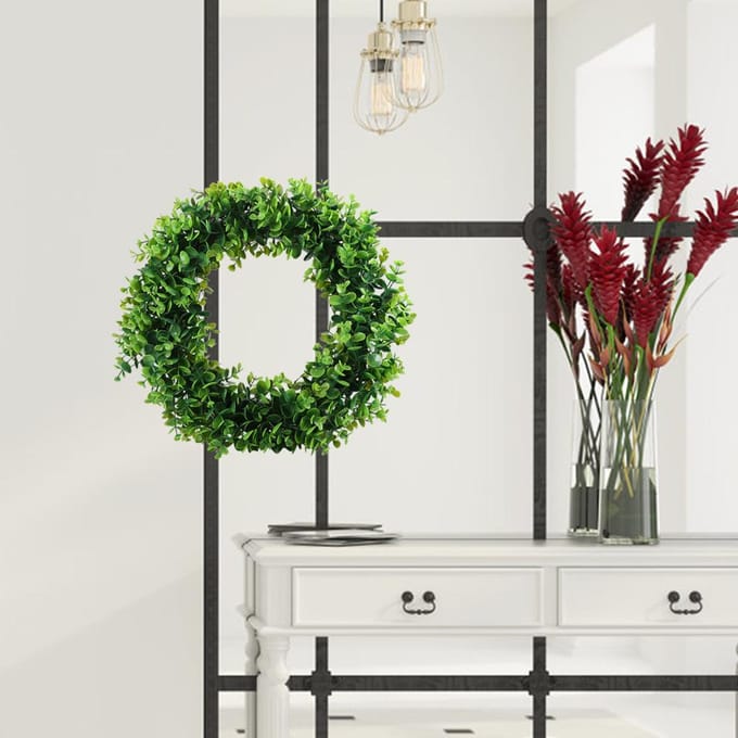 40cm Deurhanger Muur Raam Bloem Groen Blad Krans Huis Bruiloft Feest Decor black