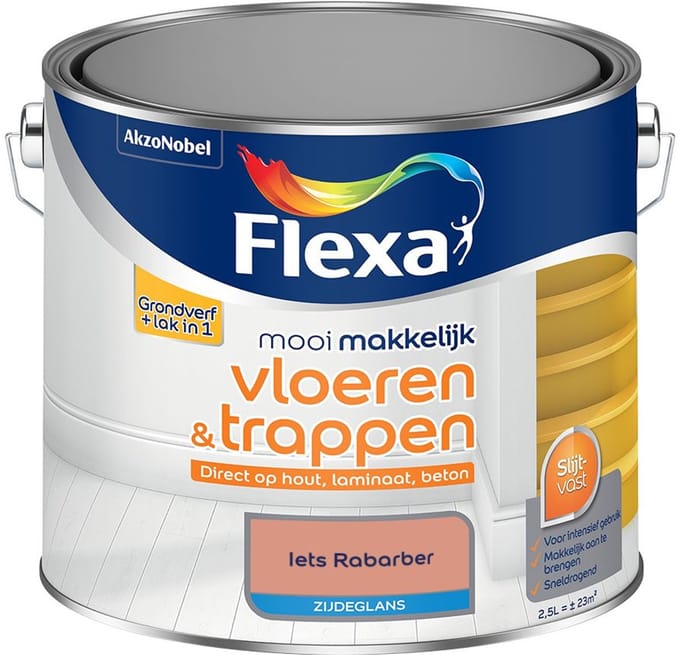 Flexa - Mooi Makkelijk Vloeren & Trappen Zijdeglans - Iets Rabarber - Mengverf - 2,5 L