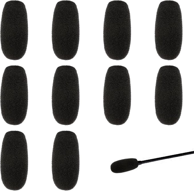 Famanu 10 stuks schuimmicrofoon voorruit, reversheadset microfoon spons mini schuim cover schildbescherming voor verschillende headset-microfoon