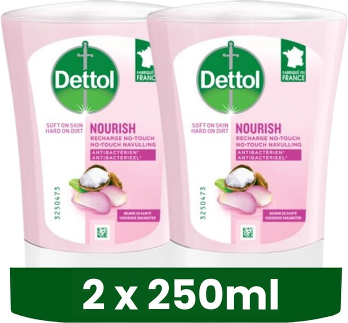 Voordeelpakket 2 x Dettol No-Touch Wasgel Navulling Voedende Sheabutter - 250 ml - Handzeep