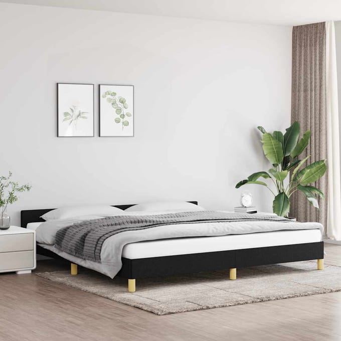 vidaXL - Bedframe - zonder - matras - stof - zwart - 200x200 - cm