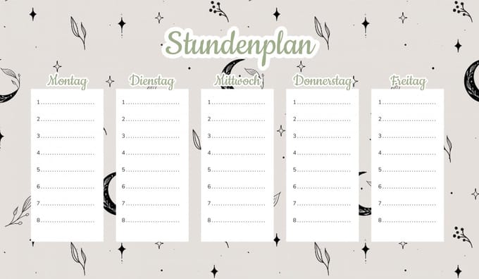Wallvy Plan Lekcji - Magnetisch - Gwieździste Niebo - 45x26 cm - Boho Stijl