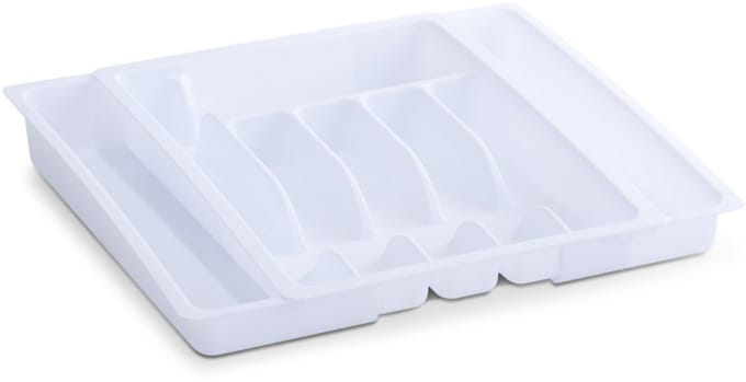 Zeller Bestekbak - uitschuifbaar - 1x - wit - 29-50 x 38 cm - keukenlade instekbak