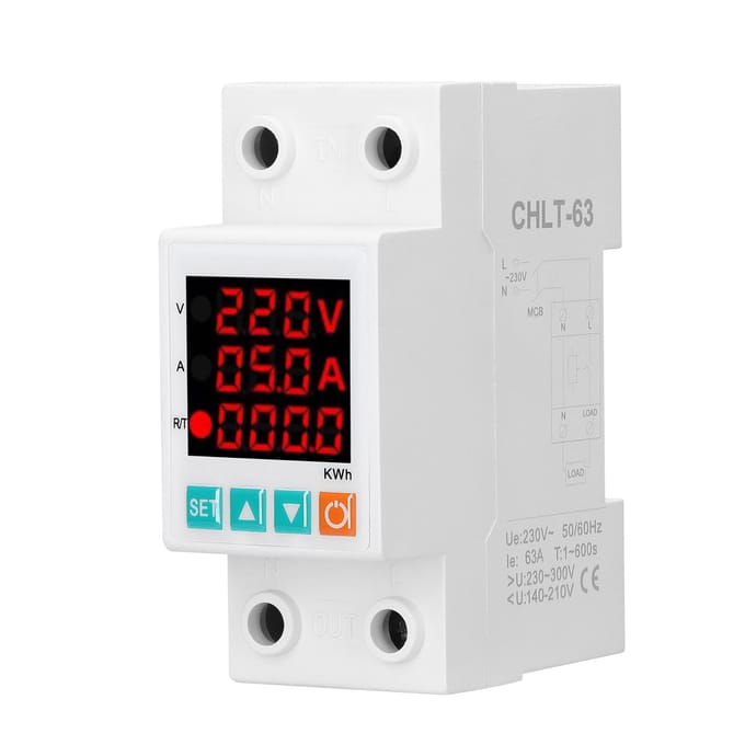 Drie display instelbare spanningsbeveiliging intelligente overspanning onderspanning overstroom CHLT-63 wit