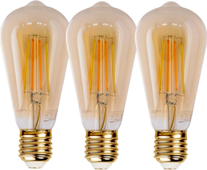 Voordeelpak 3x Smart Tuya Wifi E27 Edison CCT 6W 806lm - Afstembaar Wit | Dimbaar - Vervangt 60W.