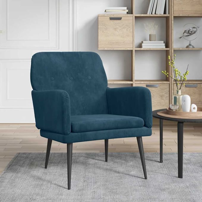 vidaXL - Fauteuil - 62x79x79 - cm - fluweel - blauw