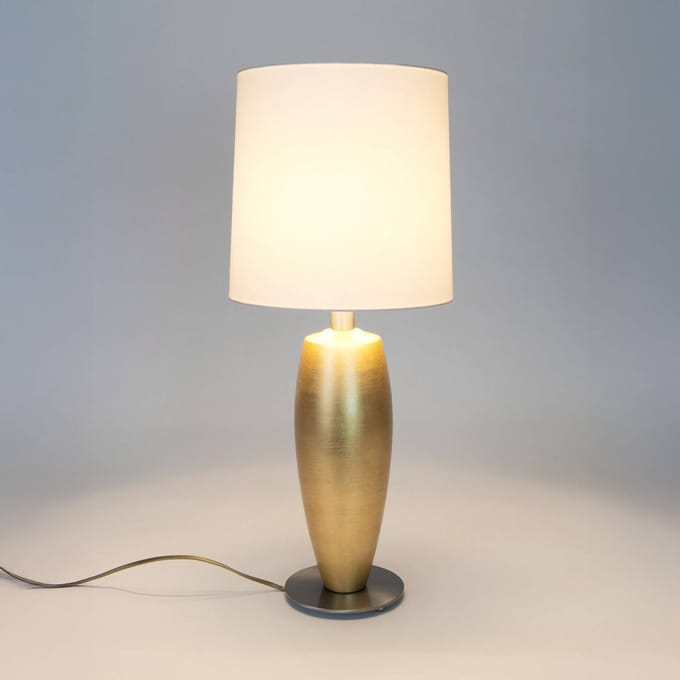 Holländer Tafellamp OMEGA SOTTILE, goud/wit, hoogte 68 cm, keramiek, E27