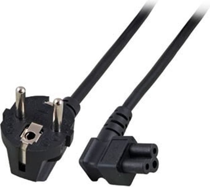 ACT Netsnoer Schuko CEE 7/7 male (haaks) - C5 (haaks) IEC 60320 zwart 3 m AK5006