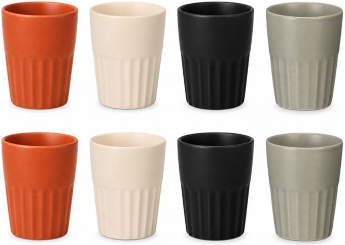 Vessia Design koffiemokken set - 8x - multicolor - zonder oor - keramiek - 300 ml