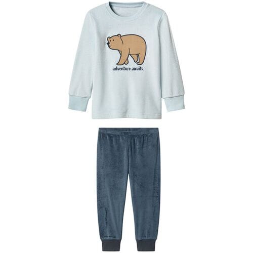 lupilu Pluche kinder pyjama (Blauw/donkerblauw, 122/128)