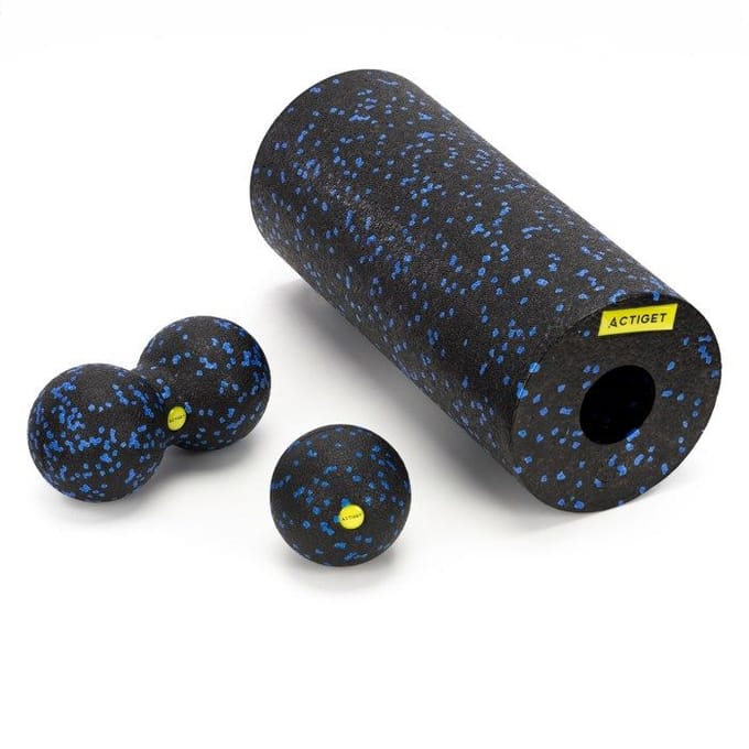 Actiget® Massageset | Foamroller | Massagebal | Peanut Ball | Hoes | Triggerpoint Bal | Blauw/Zwart