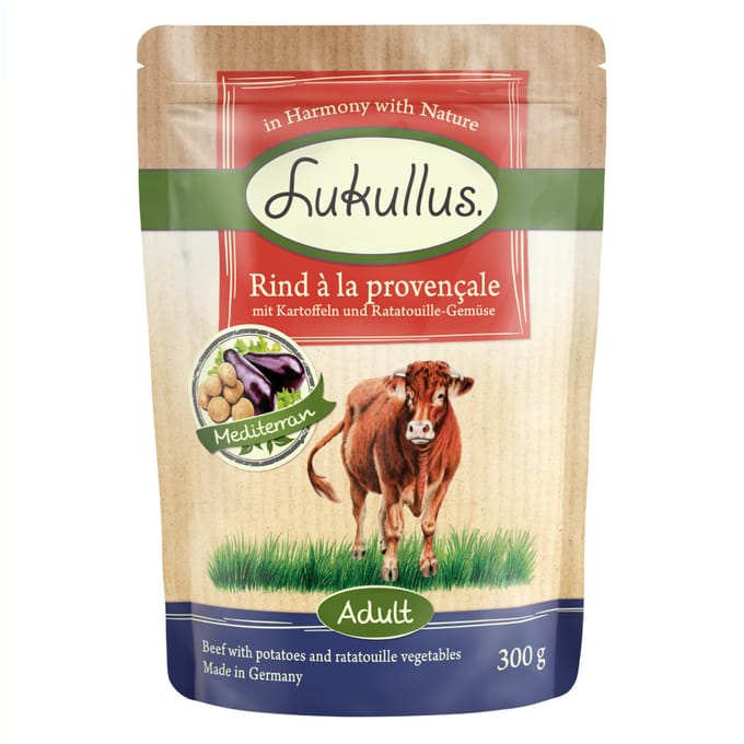 6x300g Natuurkost Graanvrij Rund La Provencale Lukullus Hondenvoer