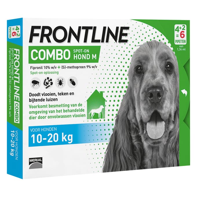 Frontline Combo - Anti vlooien- en tekenmiddel - M - 10-20kg - 6st