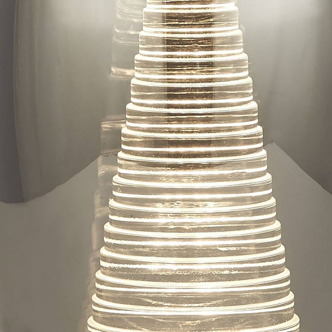 Searchlight Cyclone LED tafellamp, chroom/rook, glas, 20,5 cm hoog