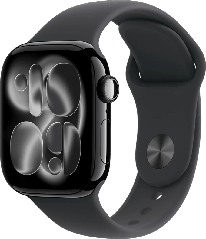 Apple Watch 11 - Wifi - 42mm - Jet Black Aluminium Case with Black Sport Band - M/L