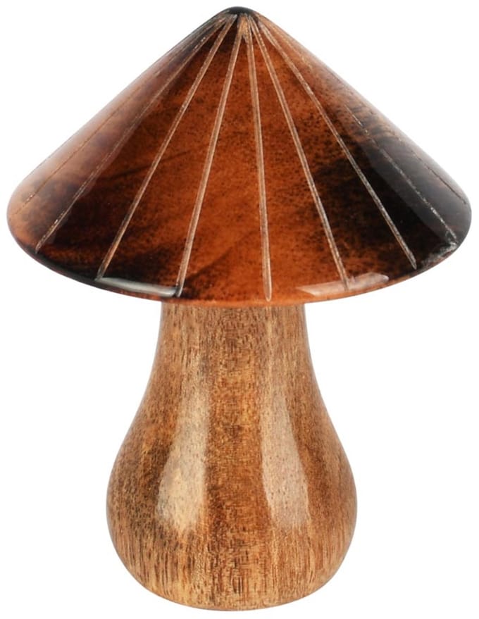 Dekoratief | Paddenstoel 'Carousel', bruin/naturel, hout, 9x9x10cm | A258410