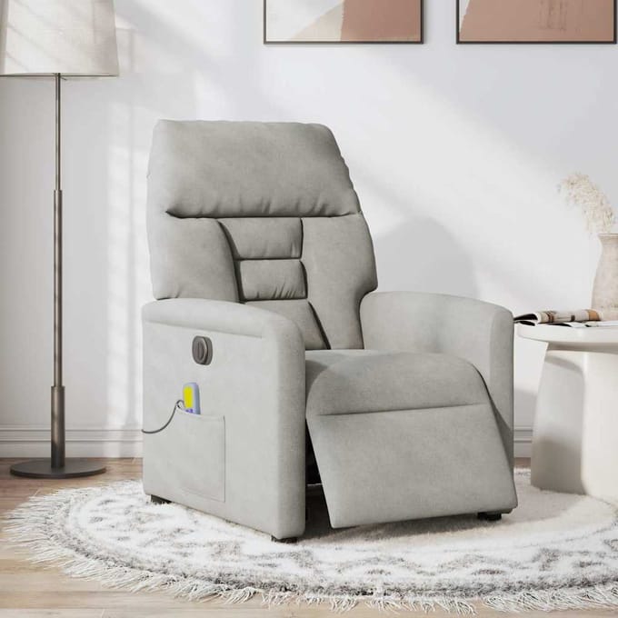 vidaXL - Massagestoel - elektrisch - verstelbaar - microvezelstof - lichtgrijs