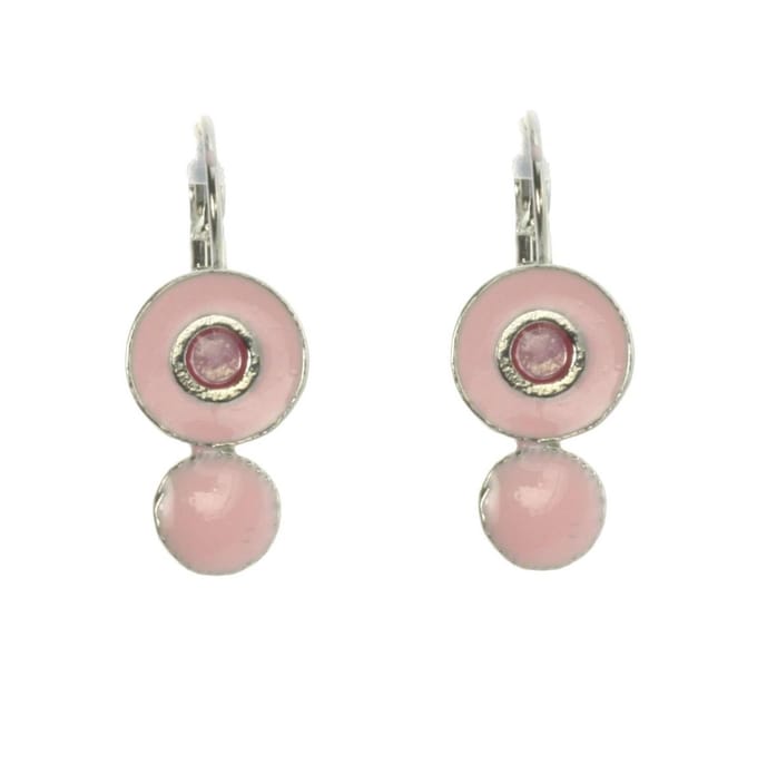 Behave - Ronde oorsteker roze kristal - Modeaccessoire - Zilver-kleur