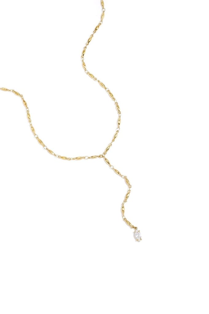 Bijoutheek Collier Y-vorm Hangende Steen Goudkleurig