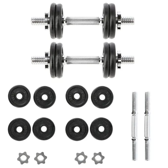 HMS SG02 - Gietijzeren Halterset - 2x7 kg - Verstelbaar - Voor Thuisgebruik